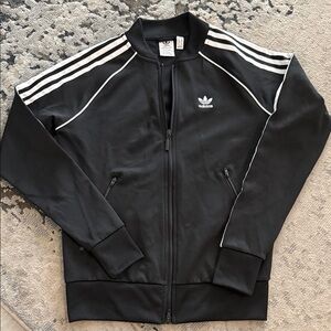 Adidas Men's Black and White Track Jacket